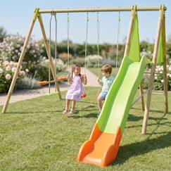 Jouet-Jeux de plein air-Portique balançoire techwood optima 2,30 m avec toboggan pour enfants