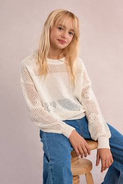 -Pull en maille, motif fleur