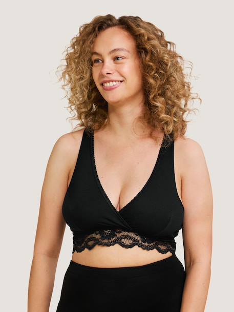 Soutien-gorge cache-coeur de grossesse et d'allaitement en coton bio Noir 4 - vertbaudet enfant 