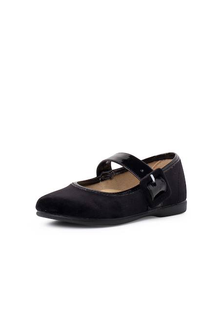 Velours chaussures babies large bracelet en cuir verni Noir+Rose pâle 2 - vertbaudet enfant 