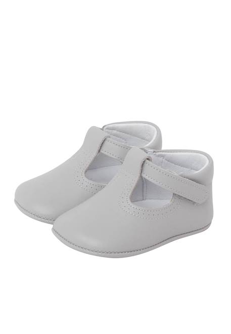 Salomés en cuir avec fermeture scratch Beige+Blanc+Bleu marine+Couleur cuir+Gris 28 - vertbaudet enfant 