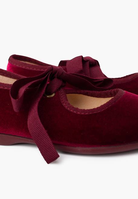 Chaussures babies velours avec nœud gros-grain filles Beige+Bleu de france+Bleu marine+Bordeaux+Gris+Noir+Rose pâle+Vert 24 - vertbaudet enfant 