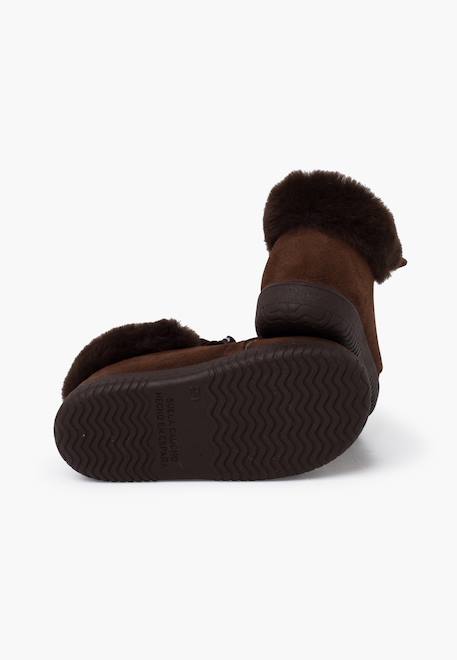 Bottines en suède fille col fourrure lacets en satin Bleu marine+Gris+Marron+Rose+Taupe 15 - vertbaudet enfant 