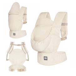 Puériculture-Porte bébé, écharpe de portage-Porte-Bébé Ergonomique Kinderkraft ELARA en Lin et Coton avec Panneau Réglable, Capuche Amovible et 2 Positions