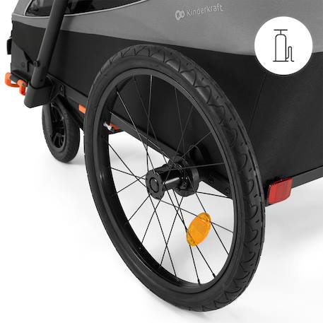 Remorque vélo et poussette 2-en-1 NAVA WALK - 2 enfants, roues gonflables, suspension, pliable, tout-terrain Grey 4 - vertbaudet enfant 