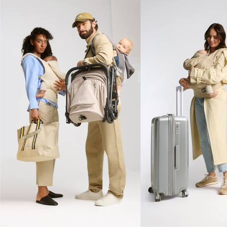 Porte-bébé ELARA ergonomique lin et coton 3 mois à 20 kg, position m, panneau réglable, capuche amovible beige Beige 2 - vertbaudet enfant 