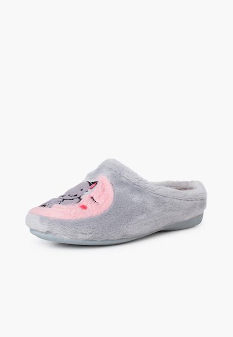 Chaussons type sabot chat et lune Gris 2 - vertbaudet enfant 
