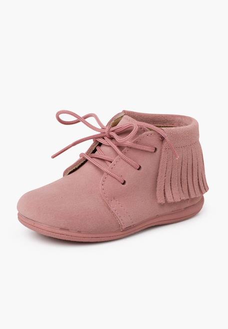 Bottes frangées à lacets premiers pas Bleu marine+Gris+Marron+Rose+Taupe 20 - vertbaudet enfant 