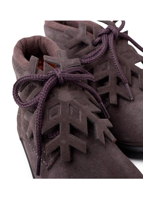 Bottines à lacets en daim avec ornement flocon de neige Gris+Rose+Taupe 6 - vertbaudet enfant 