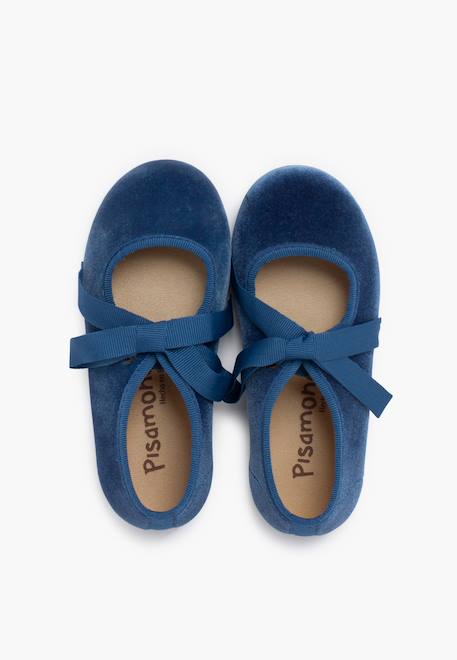 Chaussures babies velours avec nœud gros-grain filles Beige+Bleu de france+Bleu marine+Bordeaux+Gris+Noir+Rose pâle+Vert 11 - vertbaudet enfant 