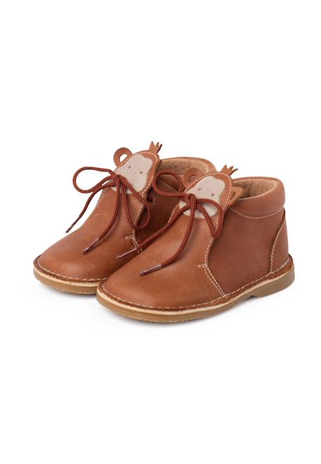 Bottines en cuir à lacets monkey face Bleu marine+Couleur cuir+Marron 10 - vertbaudet enfant 