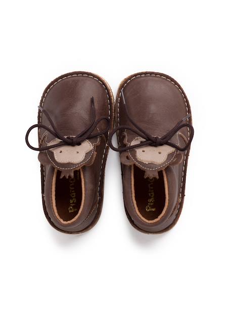 Bottines en cuir à lacets monkey face Bleu marine+Couleur cuir+Marron 17 - vertbaudet enfant 