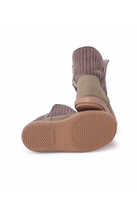 Bottes en velours côtelé et suéde avec doublure en peau de mouton Gris+Taupe 9 - vertbaudet enfant 
