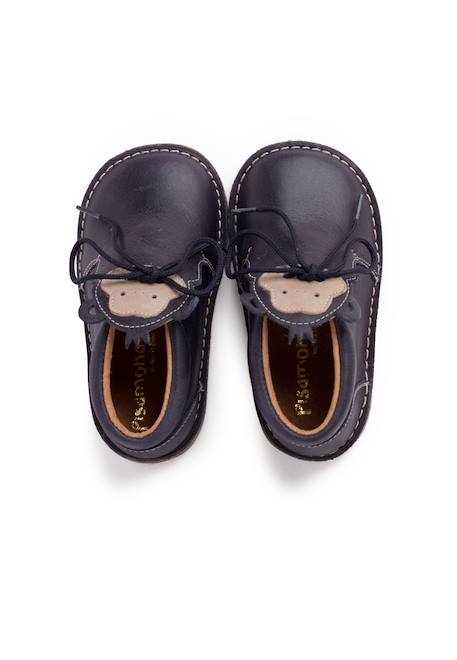 Bottines en cuir à lacets monkey face Bleu marine+Couleur cuir+Marron 5 - vertbaudet enfant 