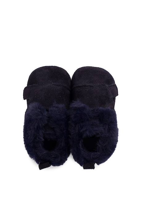 Bottines en cuir fourrure velours Bleu marine+Gris foncé+Taupe 5 - vertbaudet enfant 