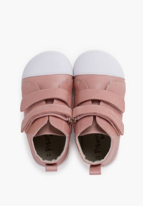 Bottine sport en cuir à bout blanc Couleur cuir+Rose 11 - vertbaudet enfant 