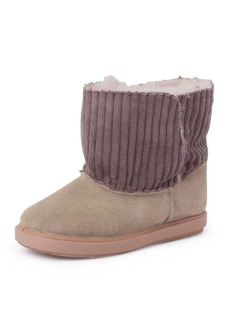 Bottes en velours côtelé et suéde avec doublure en peau de mouton Gris+Taupe 8 - vertbaudet enfant 