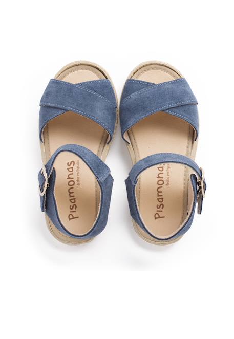 Sandale en suède brides croisées et semelle en jute Bleu+Camel 5 - vertbaudet enfant 