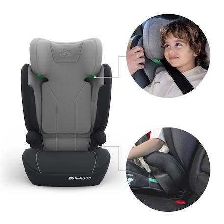 Siège Auto Kinderkraft I-SPARK 2 PLUS i-Size 100-150 cm 2 en 1 avec Booster, H-GUARD, SPS et Appuie-Tête 10 Positions Gris+Noir+Rose+Vert 4 - vertbaudet enfant 
