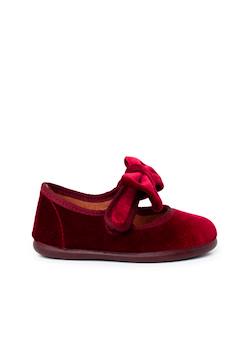 Chaussures-Chaussures babies en velours avec lien à nouer