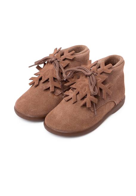 Bottines à lacets en daim avec ornement flocon de neige Gris+Rose+Taupe 16 - vertbaudet enfant 