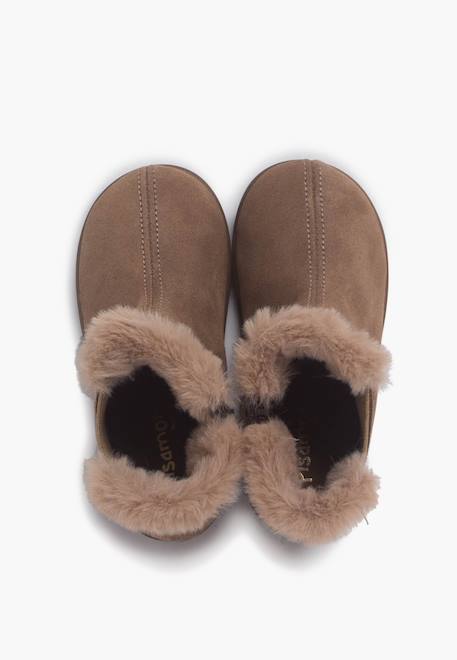 Bottines chelsea pour filles avec col en fourrure Gris+Rose+Taupe 17 - vertbaudet enfant 