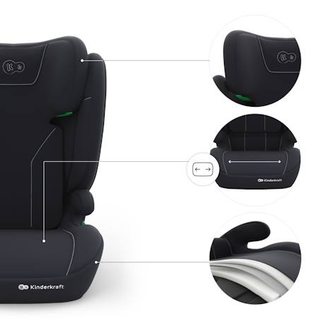 Siège auto I-SPARK 2 PLUS i-Size 100-150 cm 2 en 1 booster h-guard sps appuie-tête réglable noir Gris+Noir+Rose+Vert 12 - vertbaudet enfant 