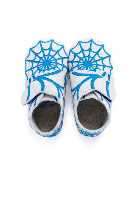 Chaussons en feutre avec fermeture adhésive Licorne multicolore+Toile d'araignée bleue 11 - vertbaudet enfant 