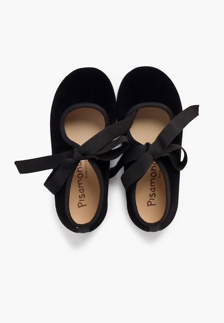 Chaussures babies velours avec nœud gros-grain filles Beige+Bleu de france+Bleu marine+Bordeaux+Gris+Noir+Rose pâle+Vert 35 - vertbaudet enfant 
