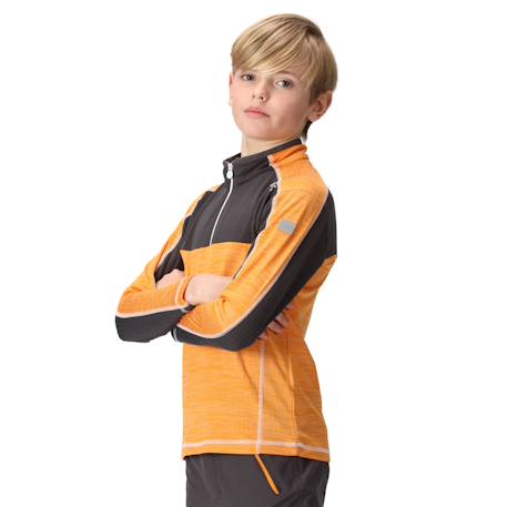 Haut polaire polyester hewley Orange clair / gris phoque 4 - vertbaudet enfant 