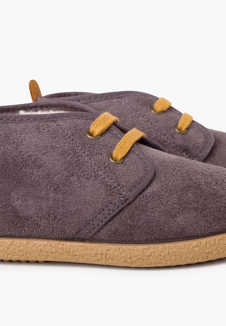 Bottines doublées en suède de mouton avec bande arrière Gris+Marron 6 - vertbaudet enfant 