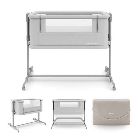 Lit Cododo Kinderkraft NESTEE GROW 2 3 en 1 avec 5 Niveaux de Hauteur, Matelas Extensible, Roulettes et Pliage Facile Gris clair 1 - vertbaudet enfant 