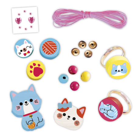 4 bijoux en bois à créer petits chats MULTICOLORE 3 - vertbaudet enfant 