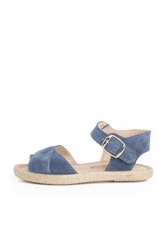 Chaussures-Sandale en suède brides croisées et semelle en jute