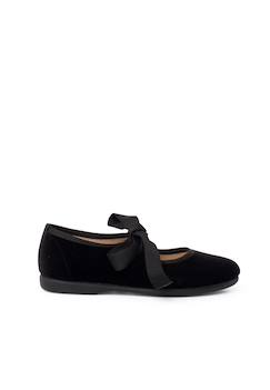 Chaussures-Chaussures babies velours avec nœud gros-grain filles