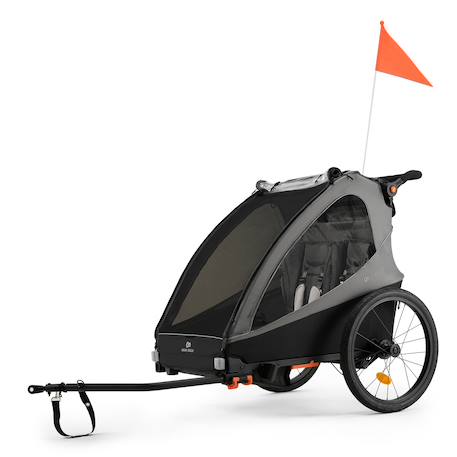 Remorque Vélo et Poussette 2 en 1 Kinderkraft NAVA WALK avec Roues Gonflables, Dossier Inclinable et Pliage Compact Grey 1 - vertbaudet enfant 