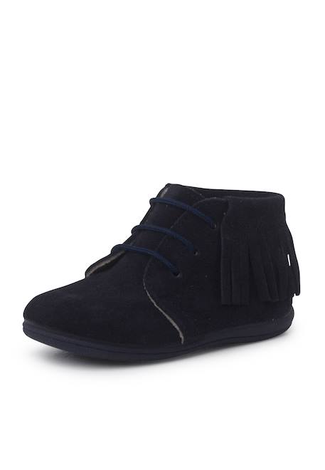 Bottes frangées à lacets premiers pas Bleu marine+Gris+Marron+Rose+Taupe 2 - vertbaudet enfant 