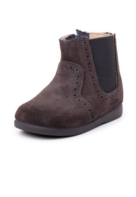 Bottines zippées et élastiques fille Caramel mou+Gris 8 - vertbaudet enfant 