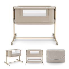 Chambre et rangement-Chambre-Lit bébé NESTEE GROW 2 3 en 1 évolutif avec matelas, cododo, 5 niveaux, pieds télescopiques beige