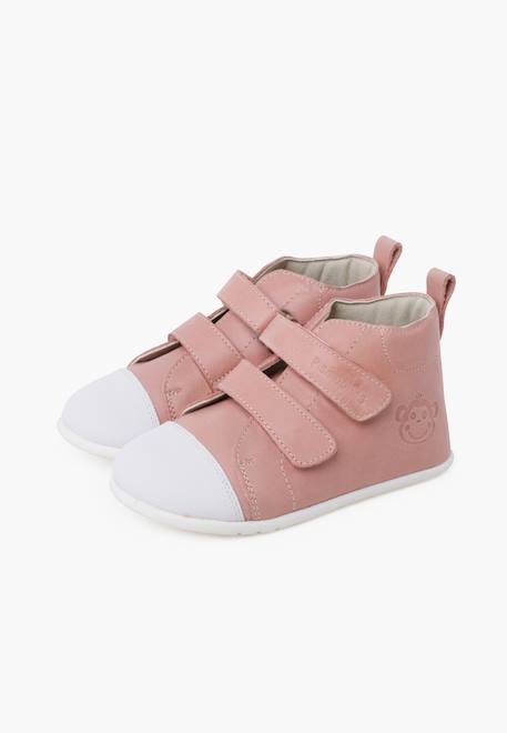 Bottine sport en cuir à bout blanc Couleur cuir+Rose 10 - vertbaudet enfant 