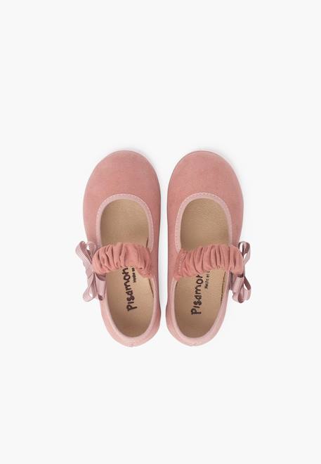 Chaussures babies bride froncée et nœud pour fille Bleu marine+Gris+Rose+Sable 17 - vertbaudet enfant 