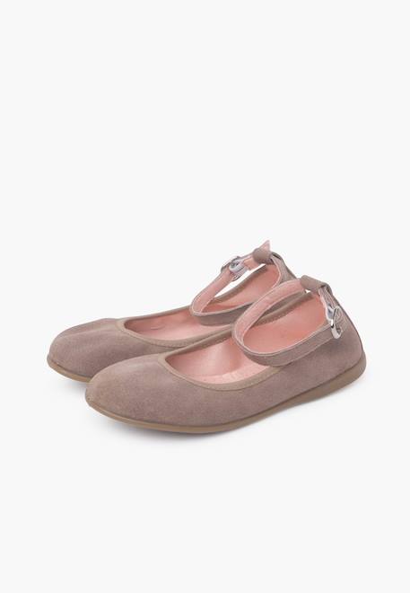 Ballerines souples en daim à bride Taupe 4 - vertbaudet enfant 
