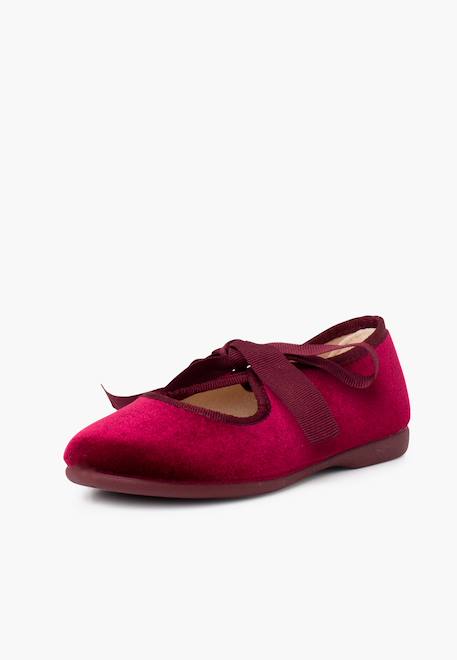 Chaussures babies velours avec nœud gros-grain filles Beige+Bleu de france+Bleu marine+Bordeaux+Gris+Noir+Rose pâle+Vert 20 - vertbaudet enfant 