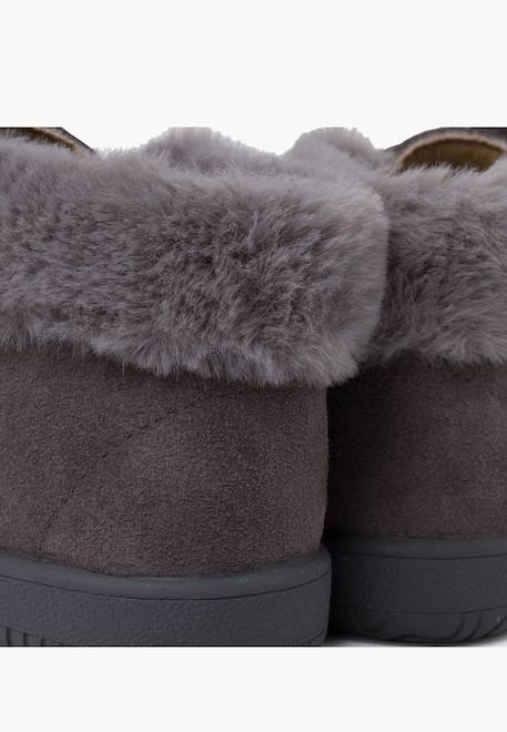 Bottines en suède fille col fourrure lacets en satin Bleu marine+Gris+Marron+Rose+Taupe 12 - vertbaudet enfant 