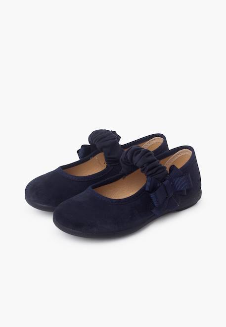 Chaussures babies bride froncée et nœud pour fille Bleu marine+Gris+Rose+Sable 4 - vertbaudet enfant 