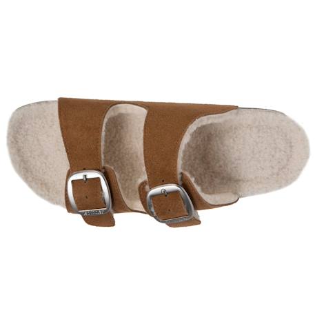 Chaussons mules ouvertes ultra confortables, en cuir Camel+Vert d'eau 3 - vertbaudet enfant 