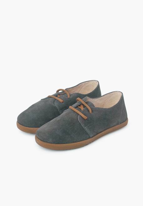 Chaussures à lacets en suède avec semelle caramel Bleu marine+Camel+Gris foncé+Taupe 16 - vertbaudet enfant 