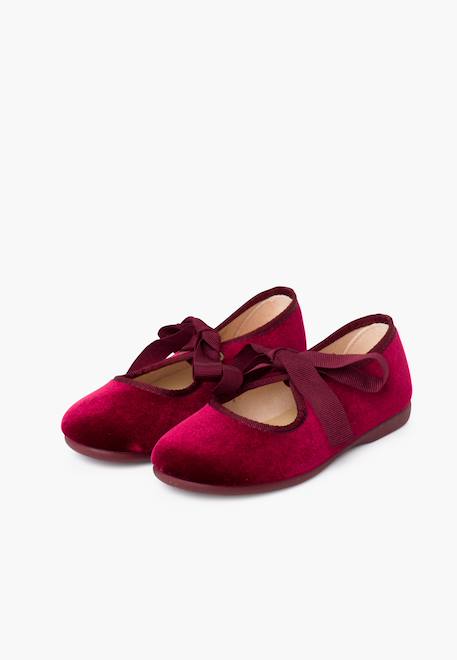 Chaussures babies velours avec nœud gros-grain filles Beige+Bleu de france+Bleu marine+Bordeaux+Gris+Noir+Rose pâle+Vert 22 - vertbaudet enfant 