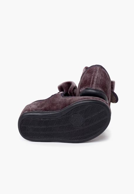 Chaussures babies en velours avec lien à nouer Gris 3 - vertbaudet enfant 