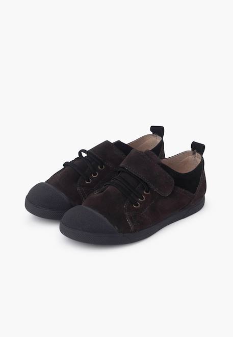 Baskets avec fermeture adhérente et laçage élastique Camel+Gris 10 - vertbaudet enfant 